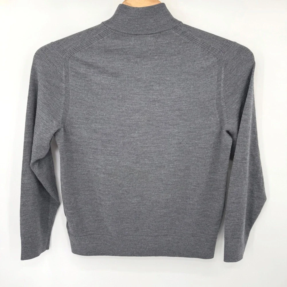 Banana Republic Sweater Men L Grey Merino Wool Quarter-Zip Mock Neck 795779-00-1